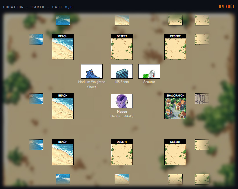 Screenshot — map & character page
