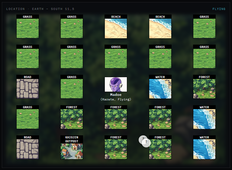 Screenshot — map & character page