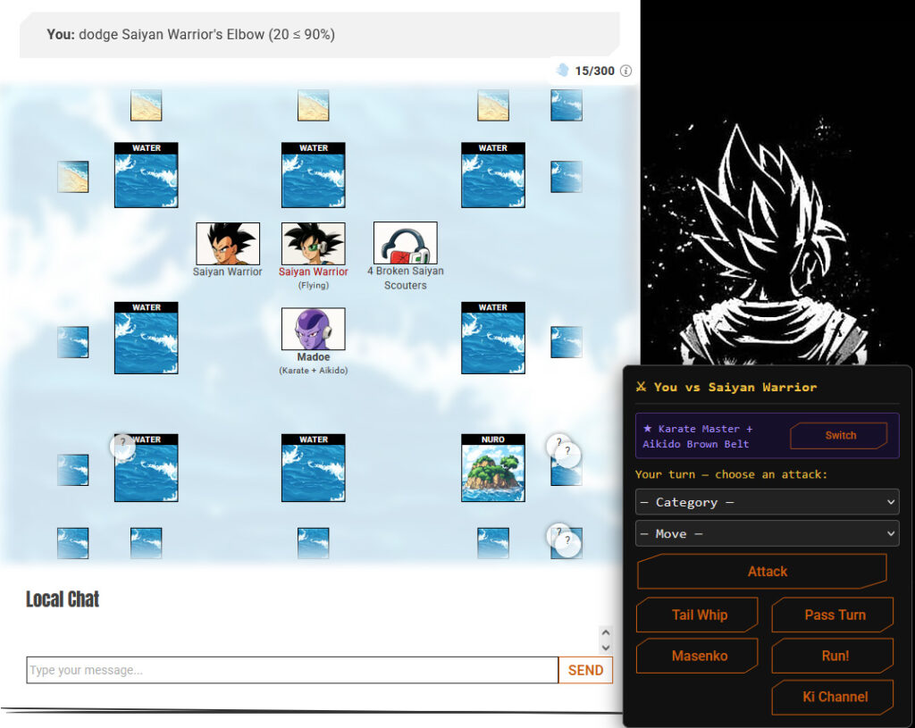 Planet Mado DBZ RPG fight screenshot